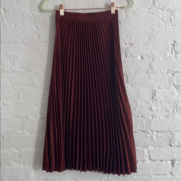 H&M Dresses & Skirts - Size 2 Burgundy Pleated Midi Skirt